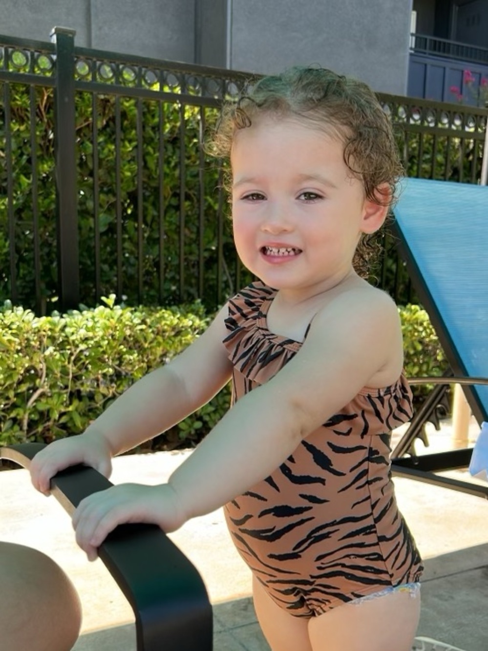 Carter's Brown and Black Tiger Stripe One-Shoulder Swimsuit 3T
